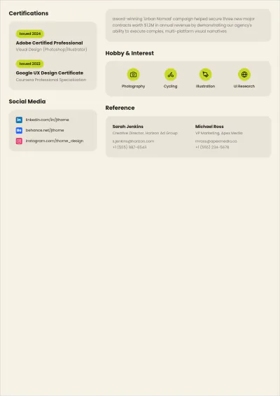 Free Senior Graphic Designer ATS Resume Template, AI Resume Builder