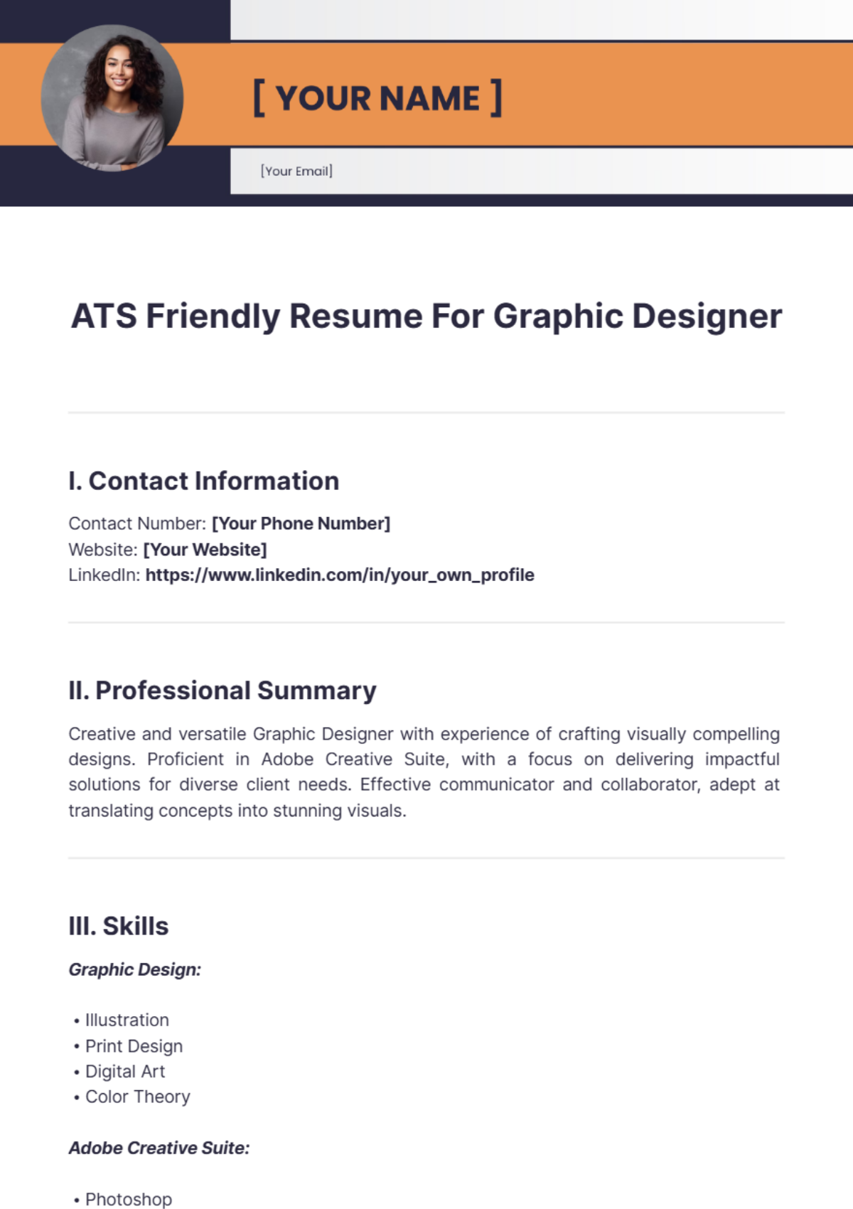 Ats Friendly Resume For Graphic Designer - Edit Online & Download