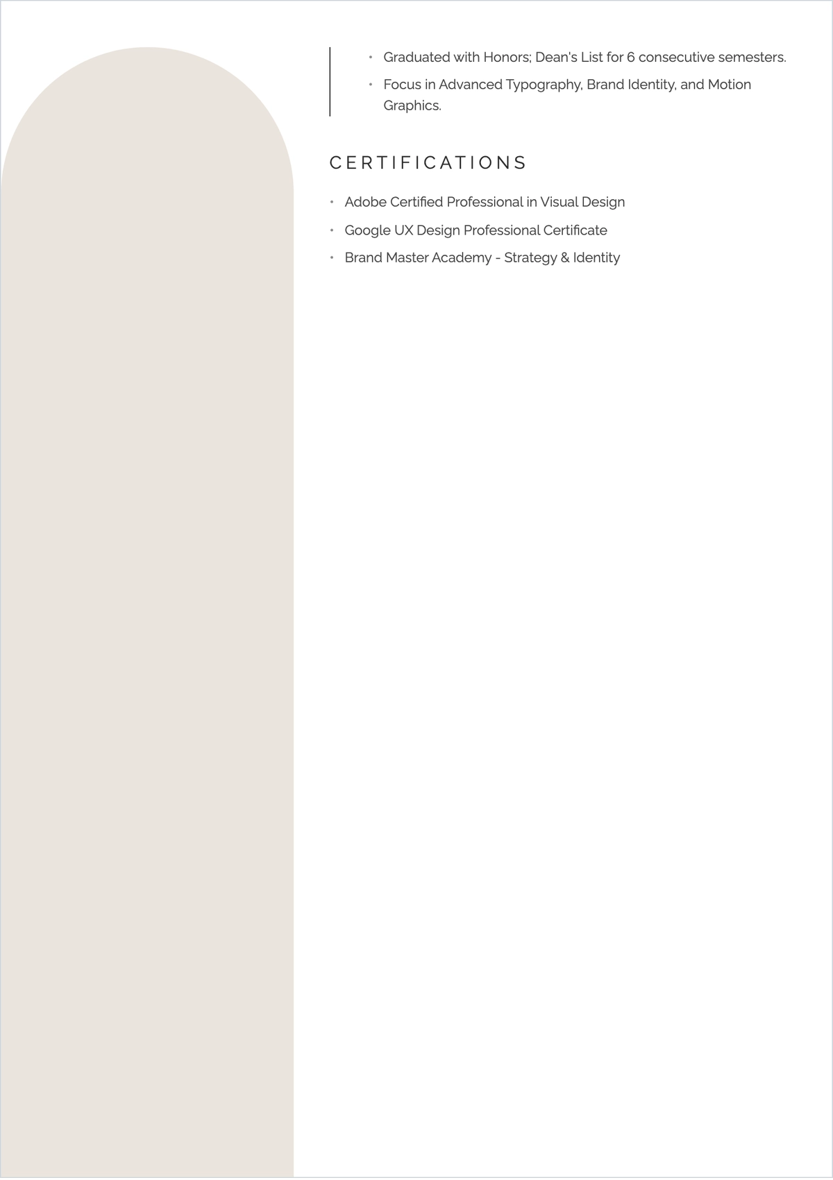 Free Graphic Designer ATS Resume Template, AI Resume Builder