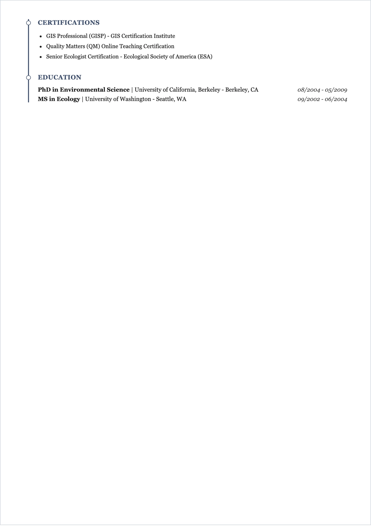Free College Professor ATS Resume Template, AI Resume Builder