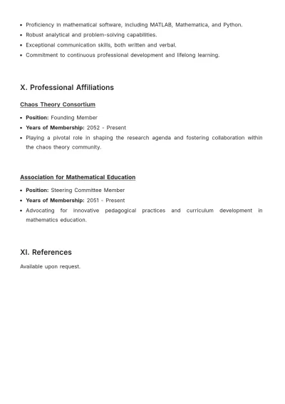 Free College Math Professor ATS Resume Template, AI Resume Builder