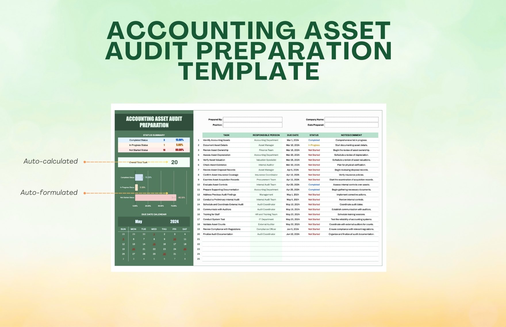 Accounting Asset Audit Preparation Template