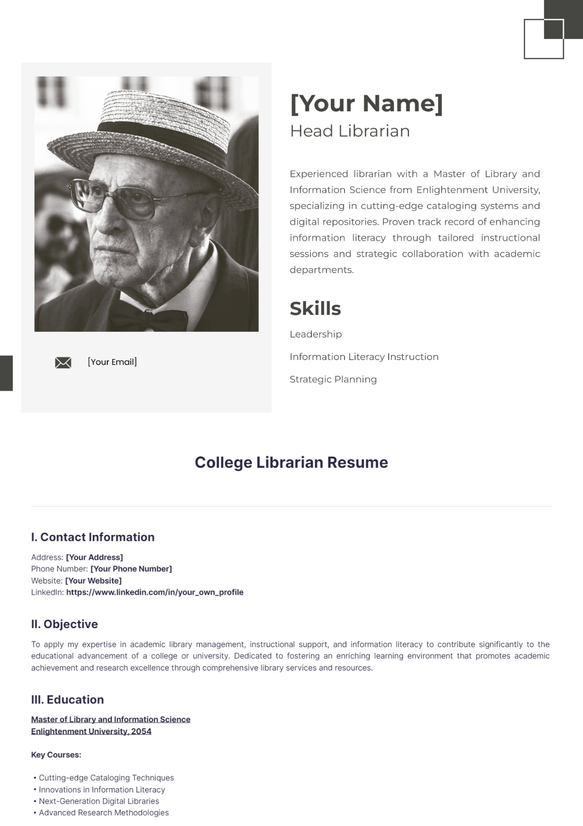 College Librarian Resume - Edit Online & Download