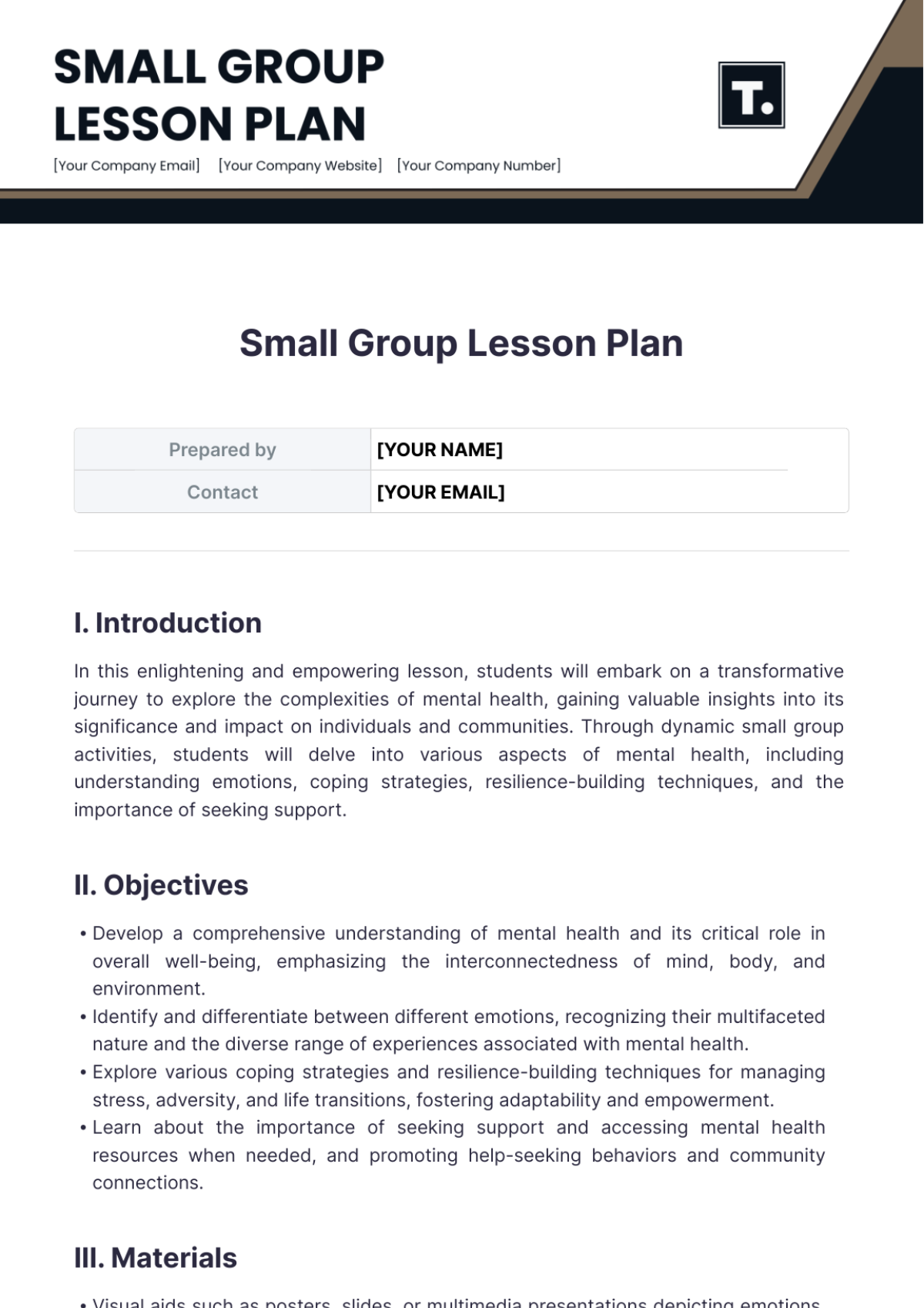 Small Group Lesson Plan Template - Edit Online & Download