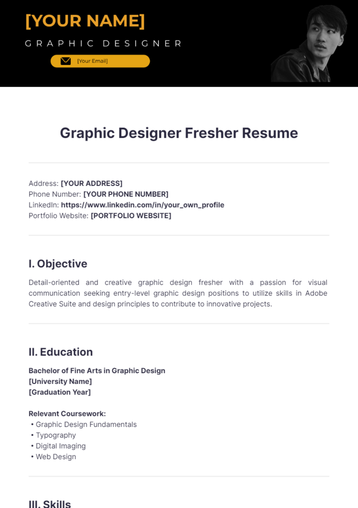 Graphic Designer Fresher Resume - Edit Online & Download