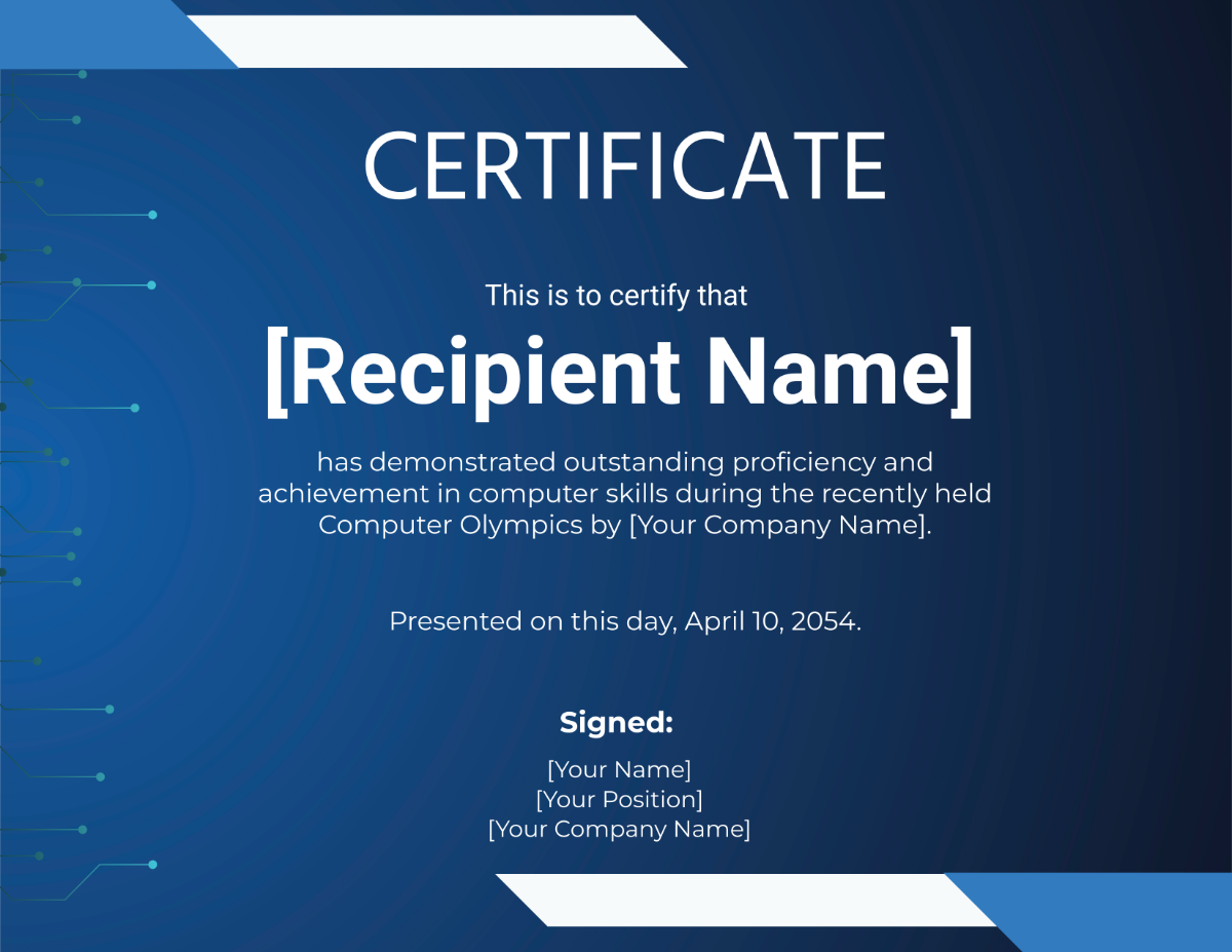 Computer Achievement Certificate