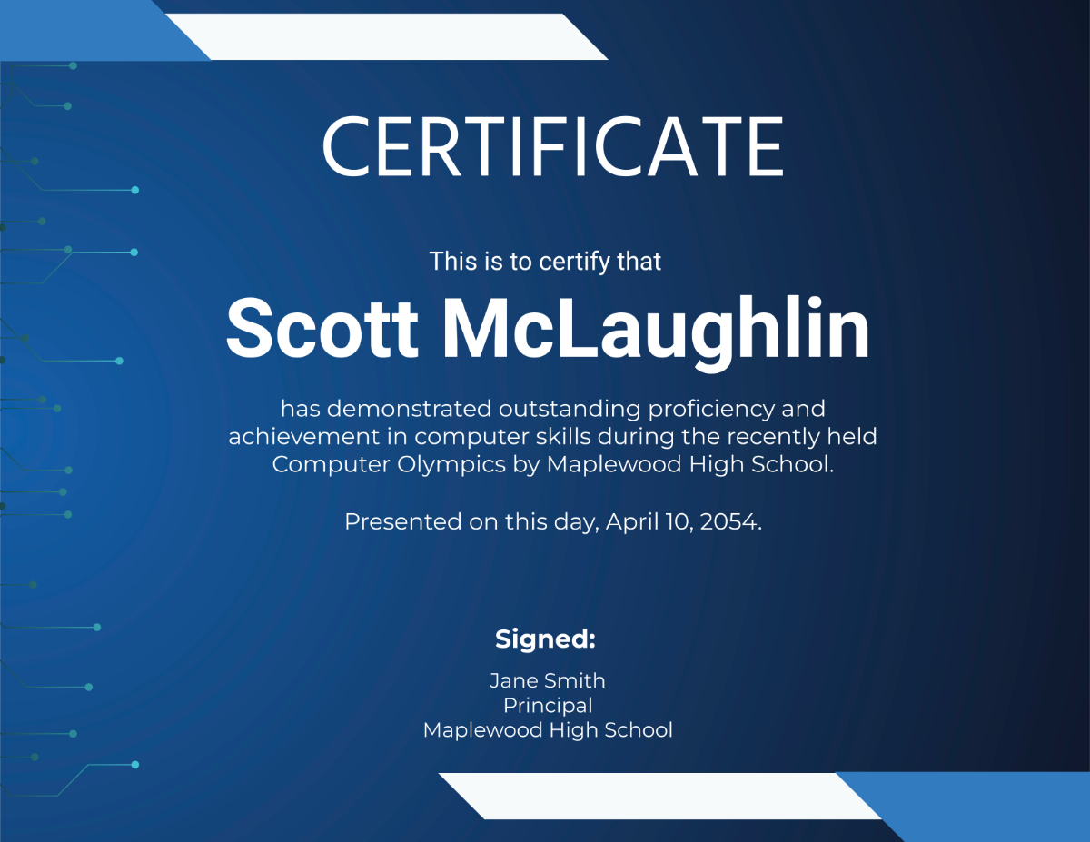 Computer Achievement Certificate Template | Template.net
