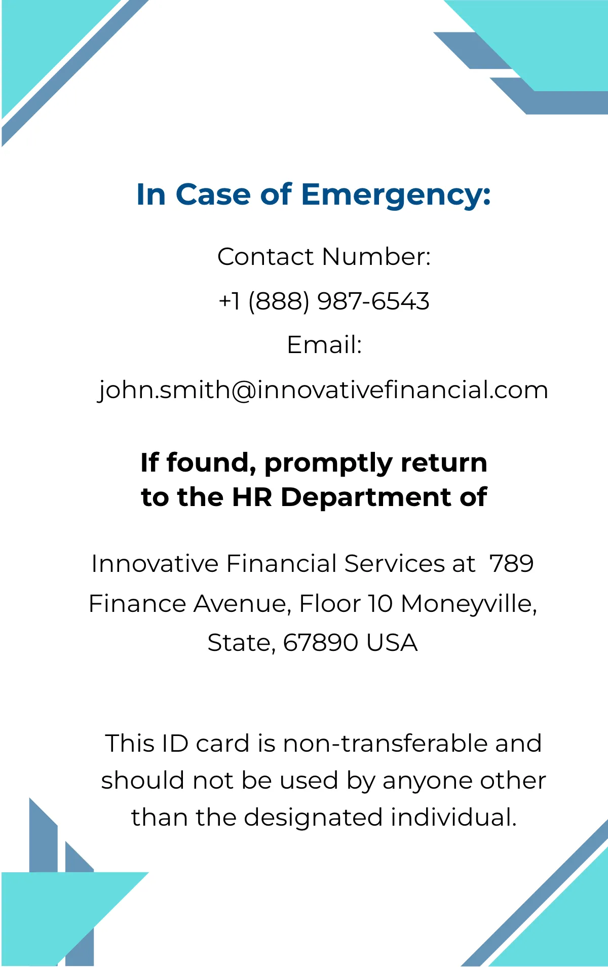 Free Senior Executive ID Card Template to Edit Online