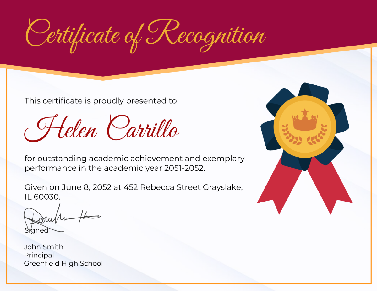 High Honor Roll Certificate Template - Edit Online & Download