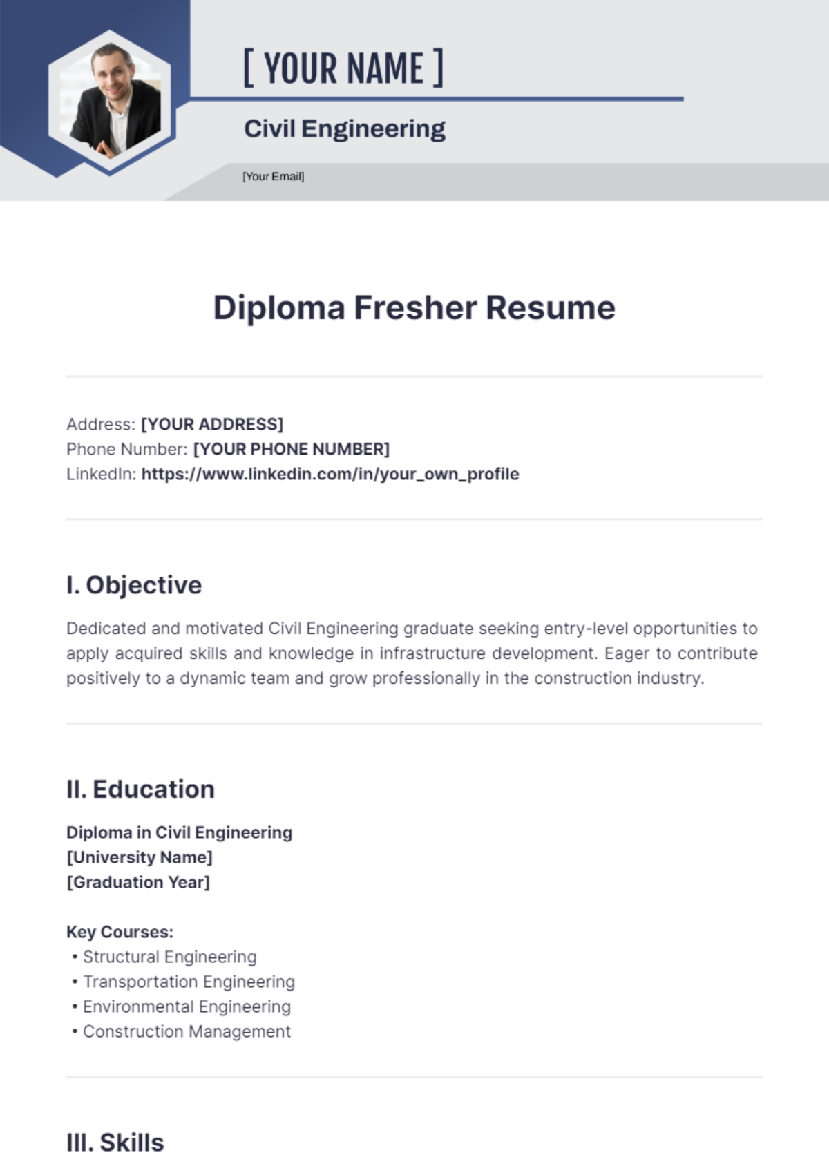 Diploma Fresher Resume - Edit Online & Download