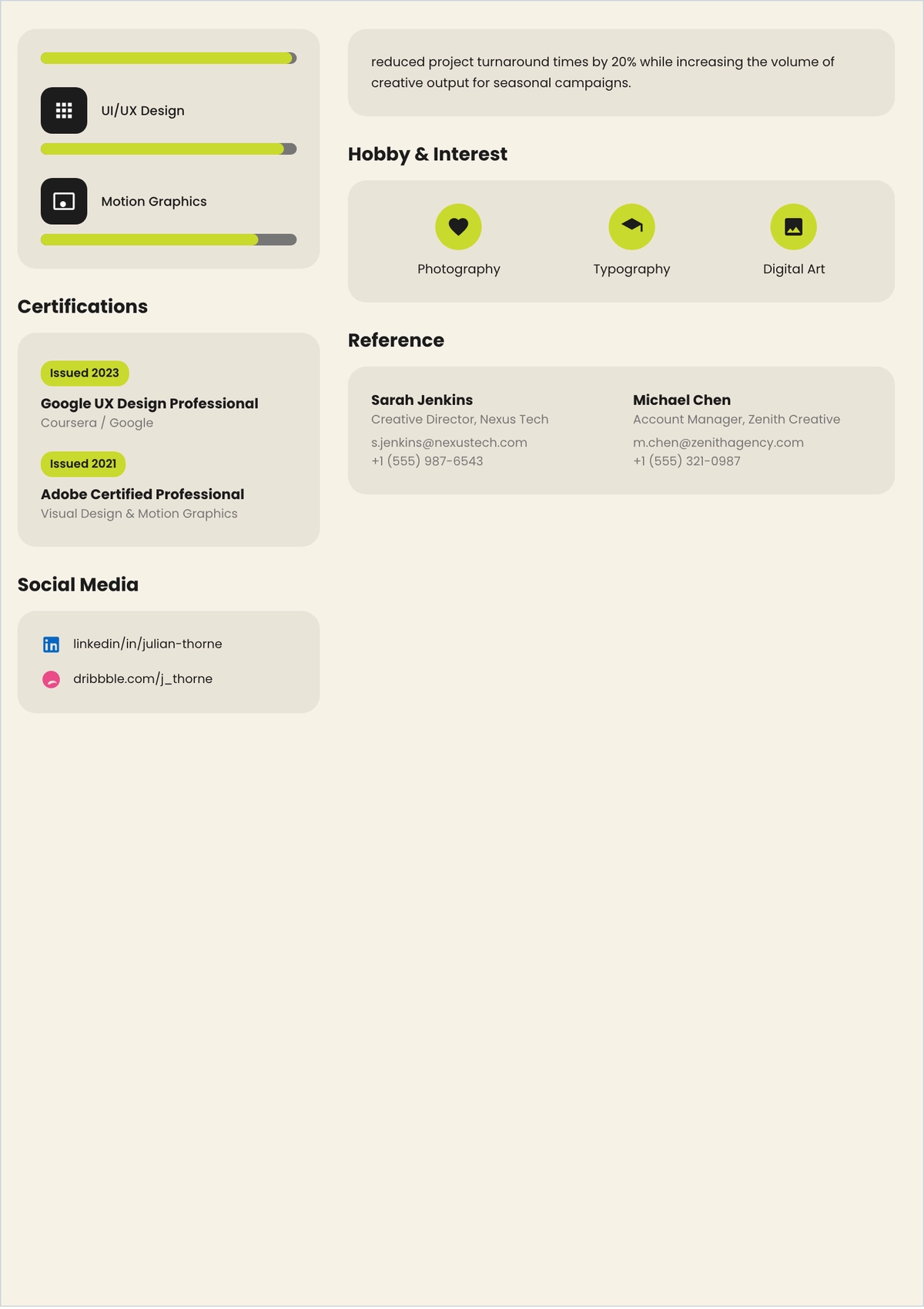 Free Minimalist Graphic Designer ATS Resume Template
