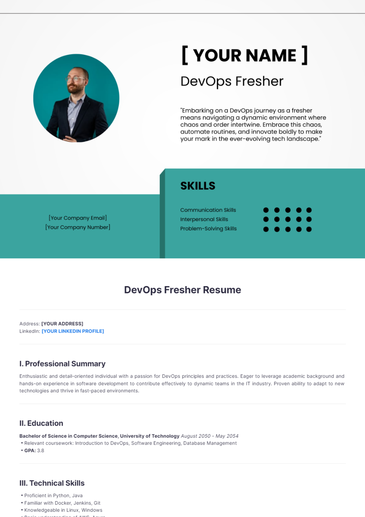 DevOps Fresher Resume - Edit Online & Download Example | Template.net