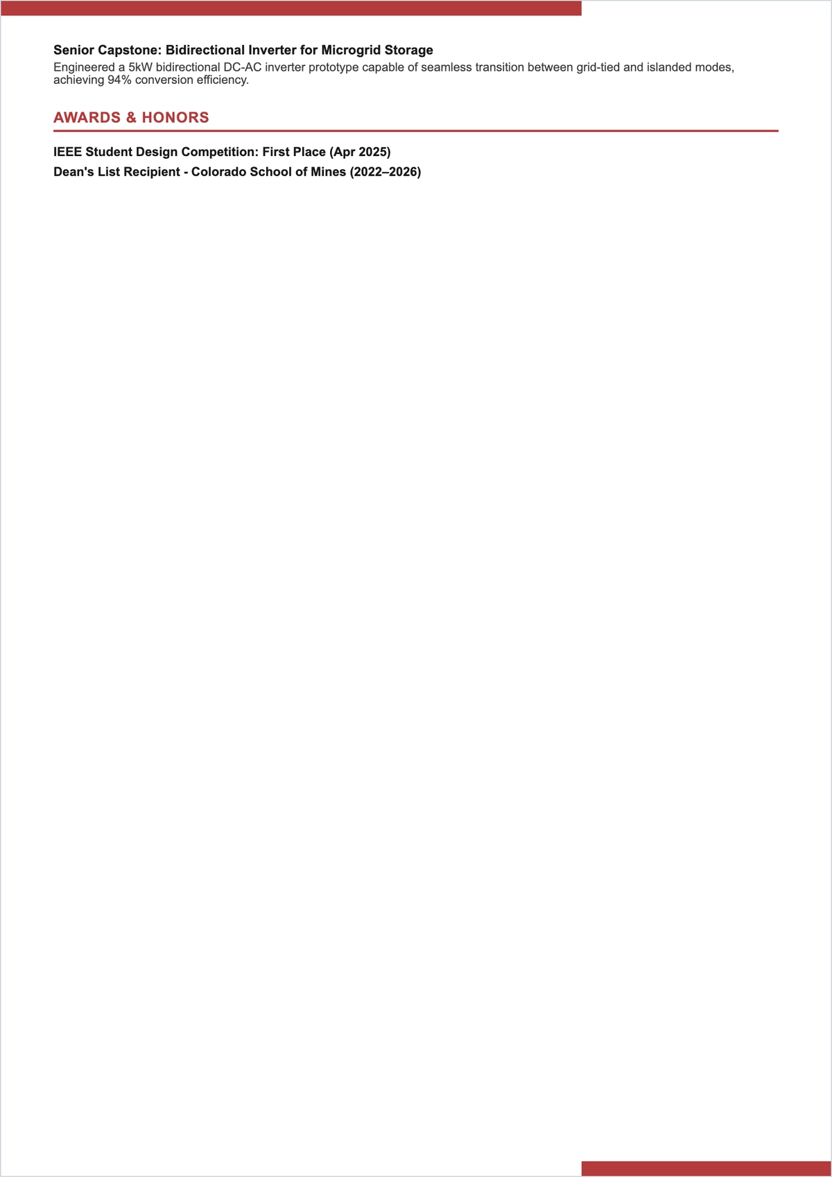 Free Electrical Engineer Fresher ATS Resume Template