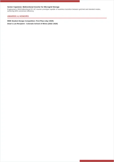 Free Electrical Engineer Fresher ATS Resume Template