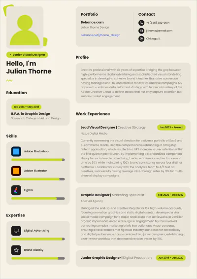 Free Marketing & Graphic Designer ATS Resume Template