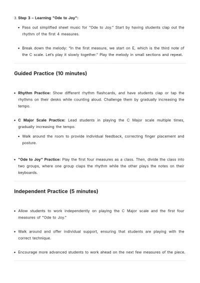 Free Music Lesson Plan Template to Edit Online