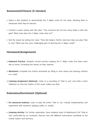 Free Music Lesson Plan Template to Edit Online