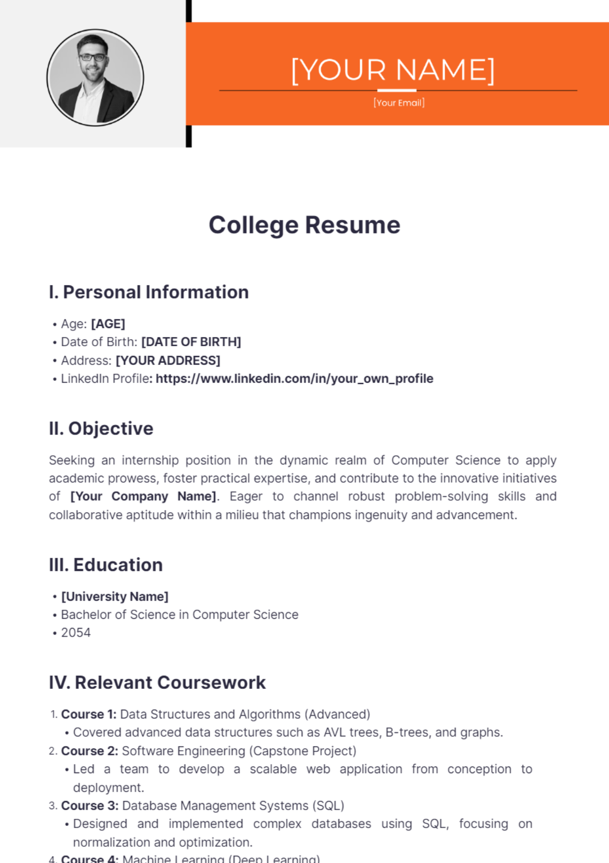 College Resume - Edit Online & Download