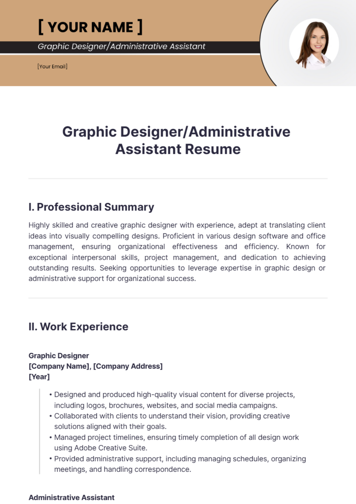 Graphic Designer/Administrative Assistant Resume - Edit Online & Download