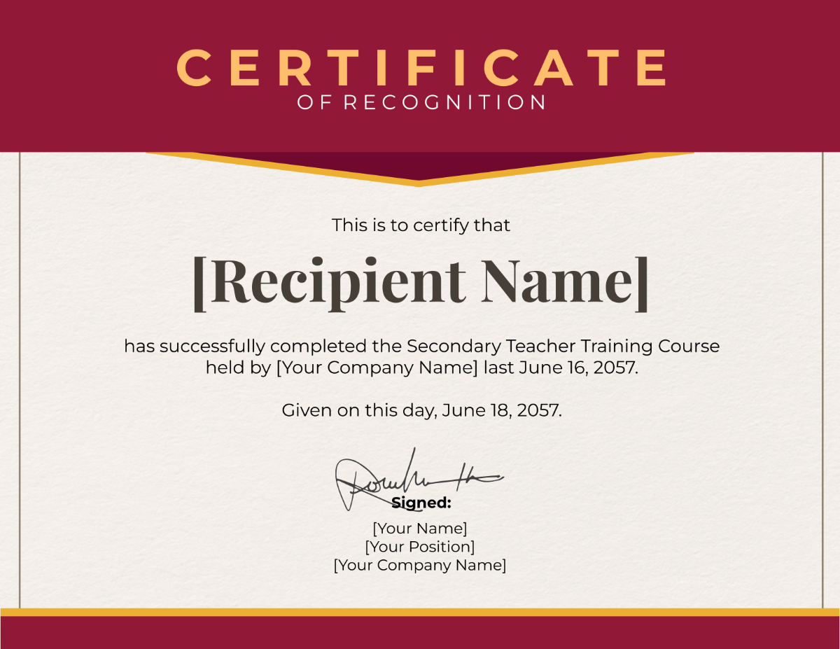 Teacher Training Completion Certificate