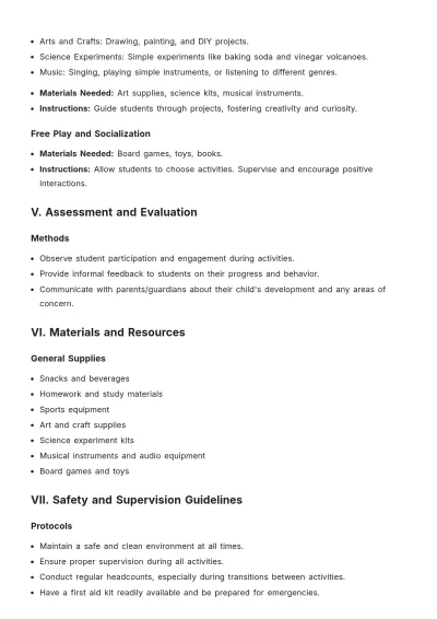 Free After-School Lesson Plan Template to Edit Online