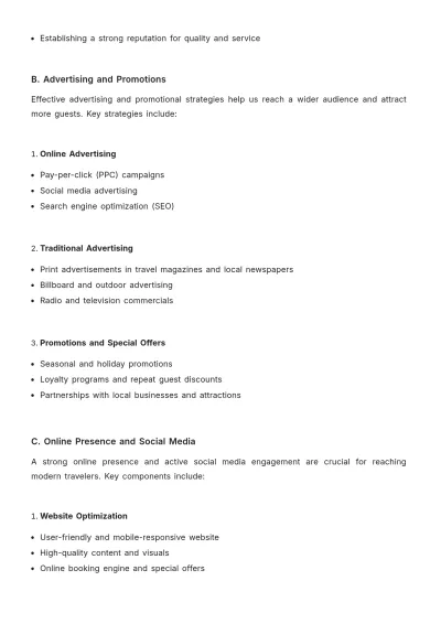 Free Hotel Operational Plan Template to Edit Online
