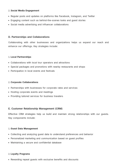 Free Hotel Operational Plan Template to Edit Online