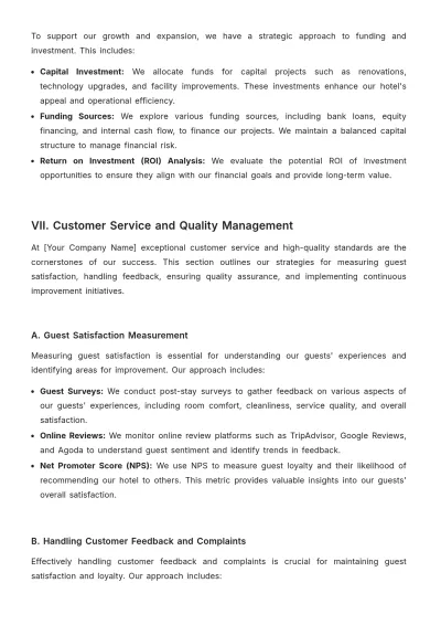 Free Hotel Operational Plan Template to Edit Online