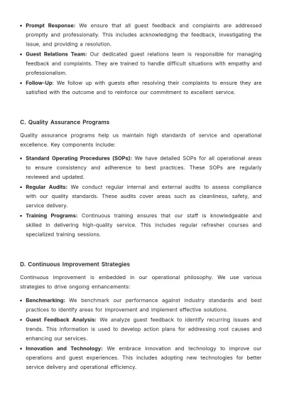 Free Hotel Operational Plan Template to Edit Online