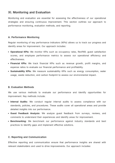 Free Hotel Operational Plan Template to Edit Online