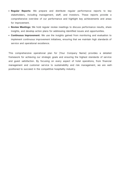 Free Hotel Operational Plan Template to Edit Online