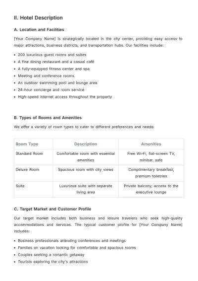 Free Hotel Operational Plan Template to Edit Online