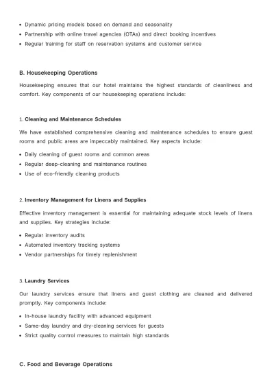 Free Hotel Operational Plan Template to Edit Online