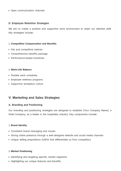 Free Hotel Operational Plan Template to Edit Online