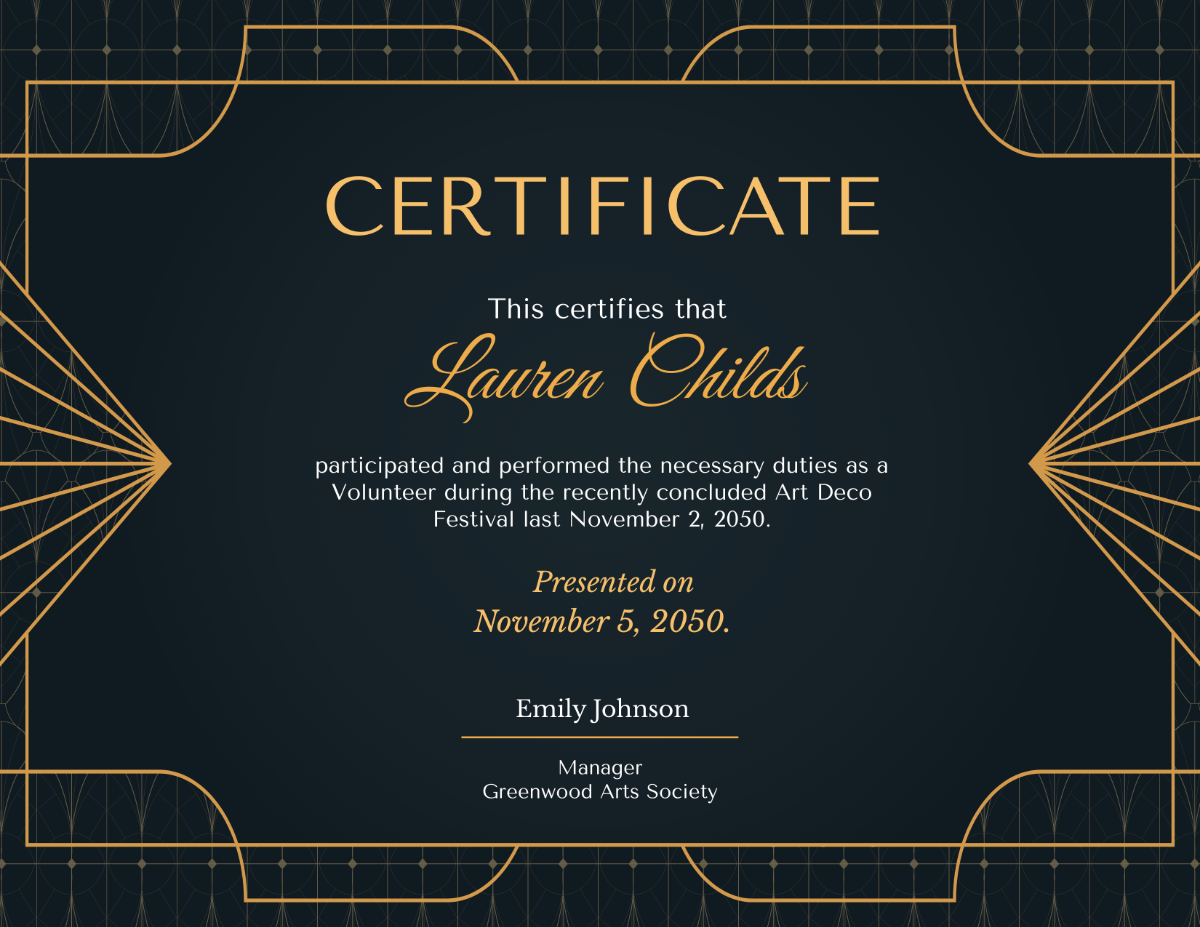 Art Deco Certificate Template - Edit Online & Download