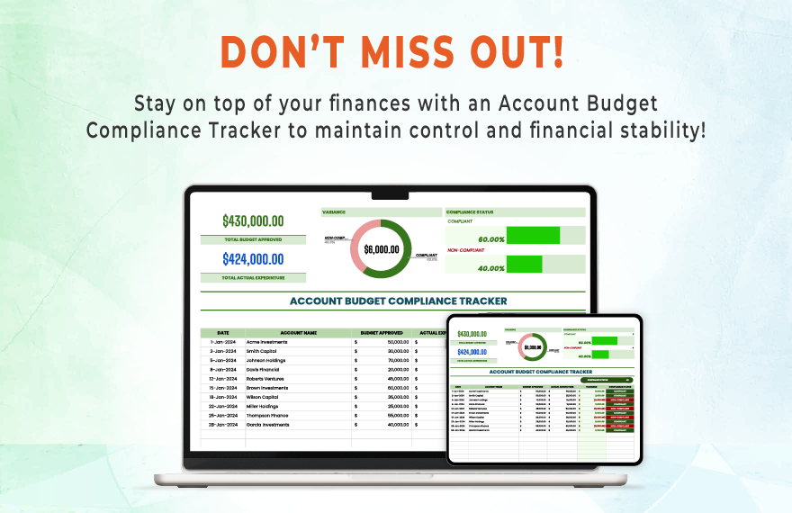 Account Budget Compliance Tracker Template