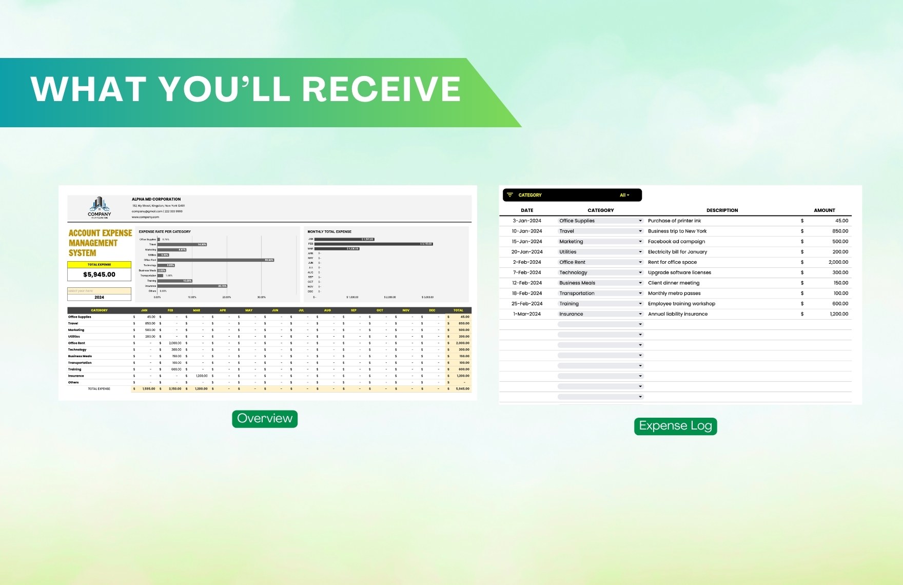 Account Expense Management System Template