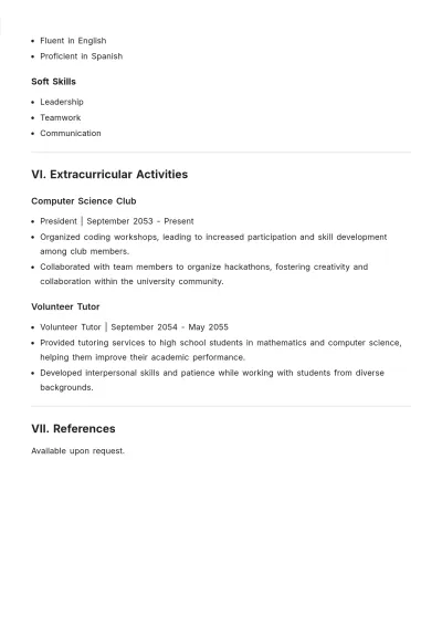 Free College ATS Resume With No Experience Template, AI Resume Builder