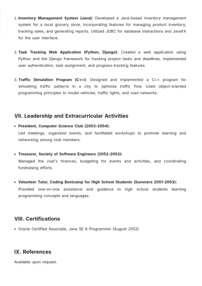 Free College Internship ATS Resume Template, AI Resume Builder