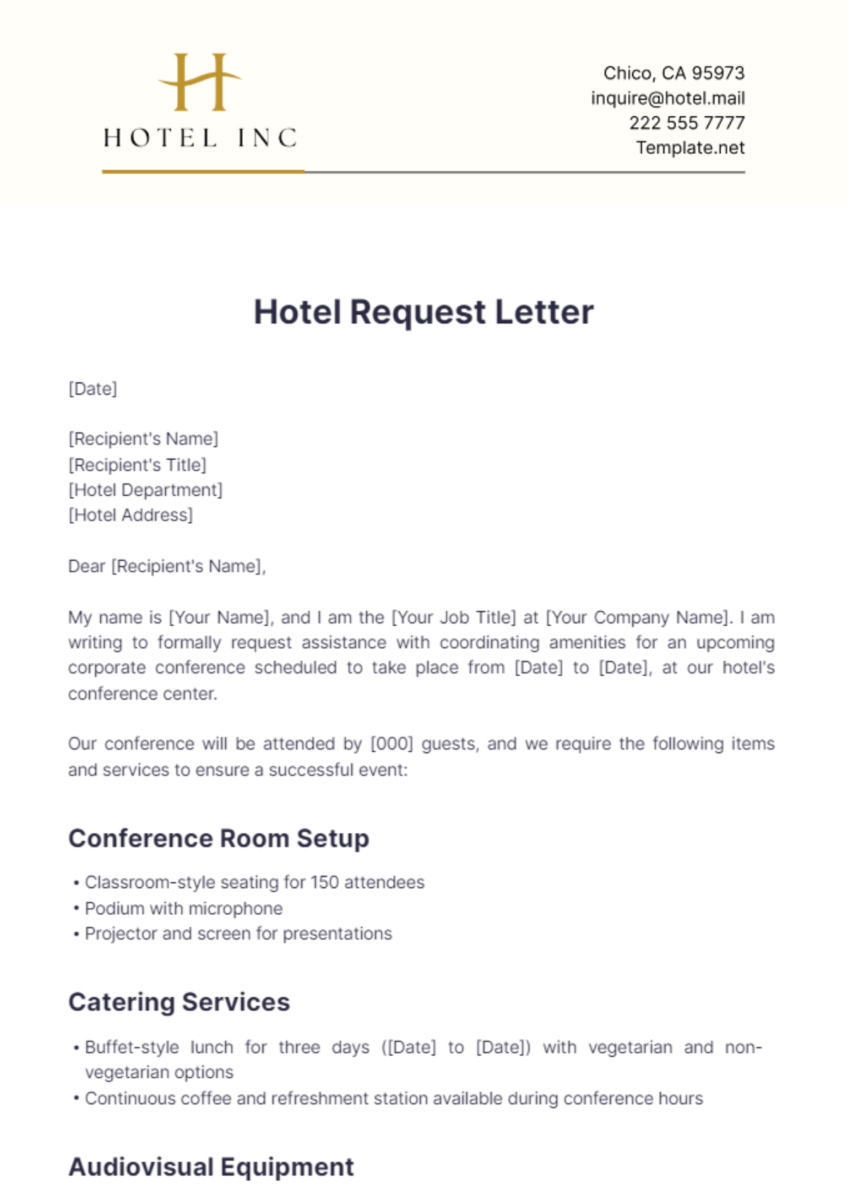 Hotel Request Letter Template