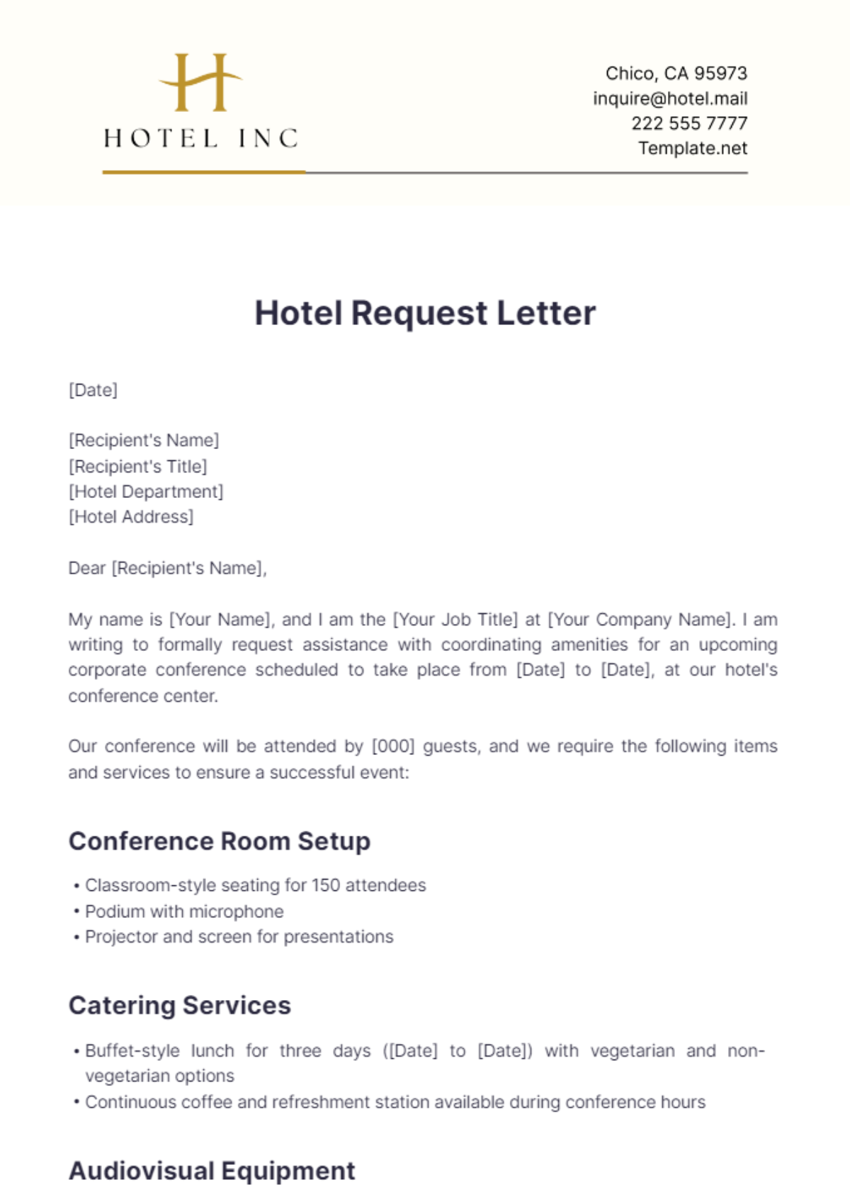 Hotel Request Letter Template - Edit Online & Download