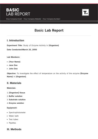 Free Basic Lab Report Template to Edit Online