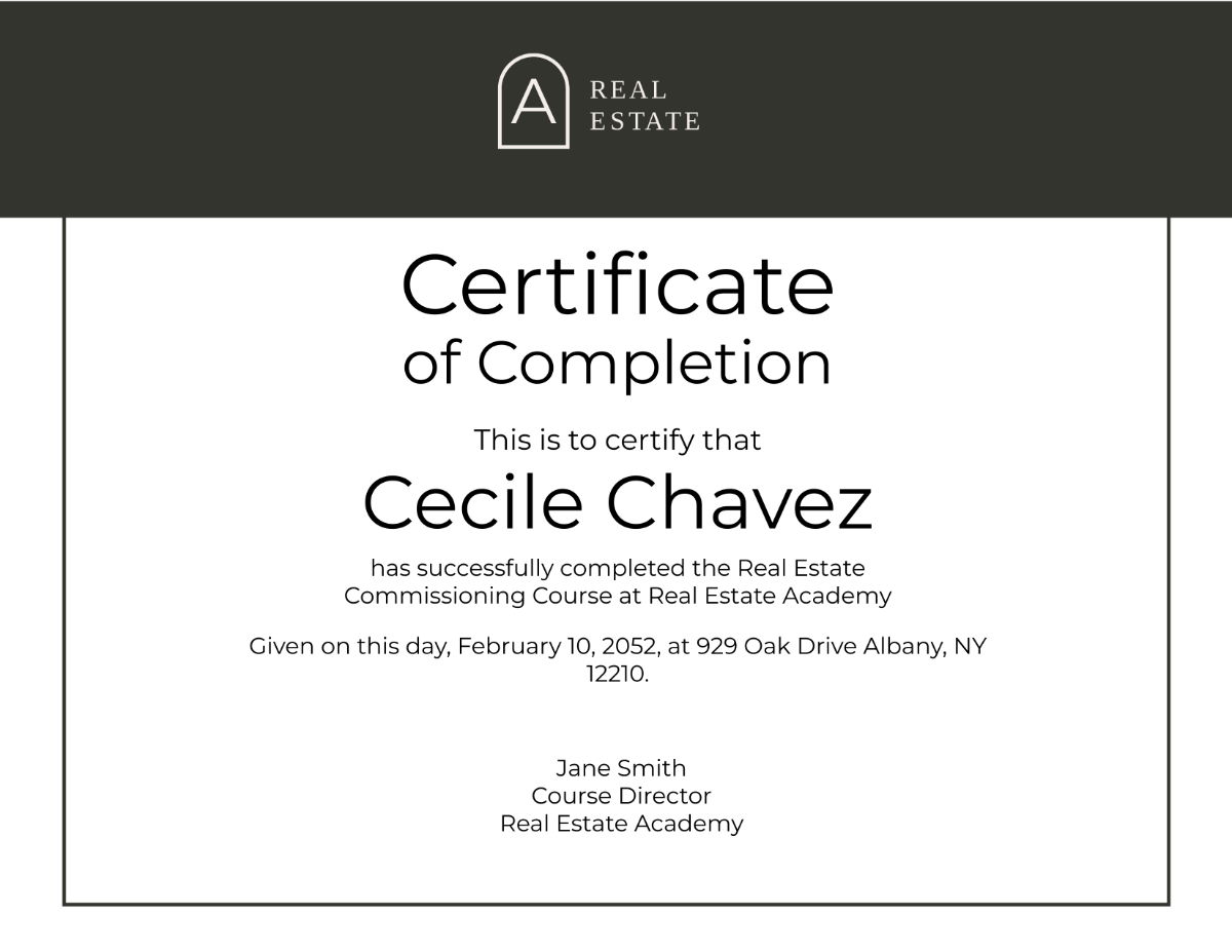 Real Estate Commissioning Certificate - Edit Online & Download