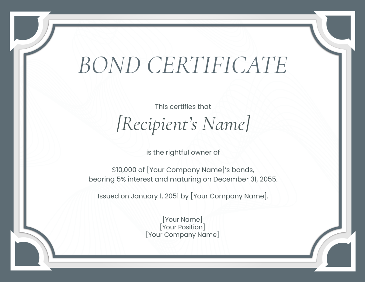 Bond Certificate