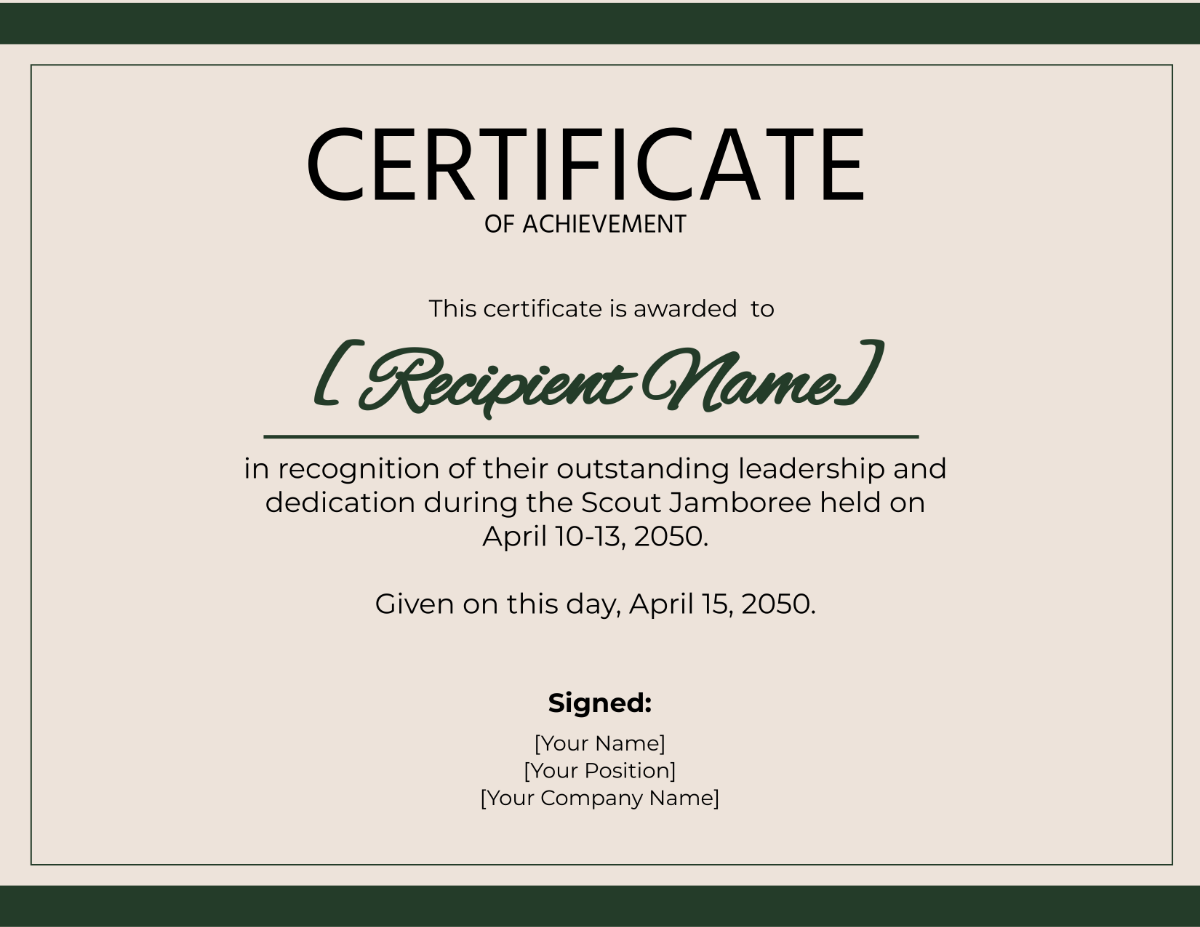 Minimalist Certificate