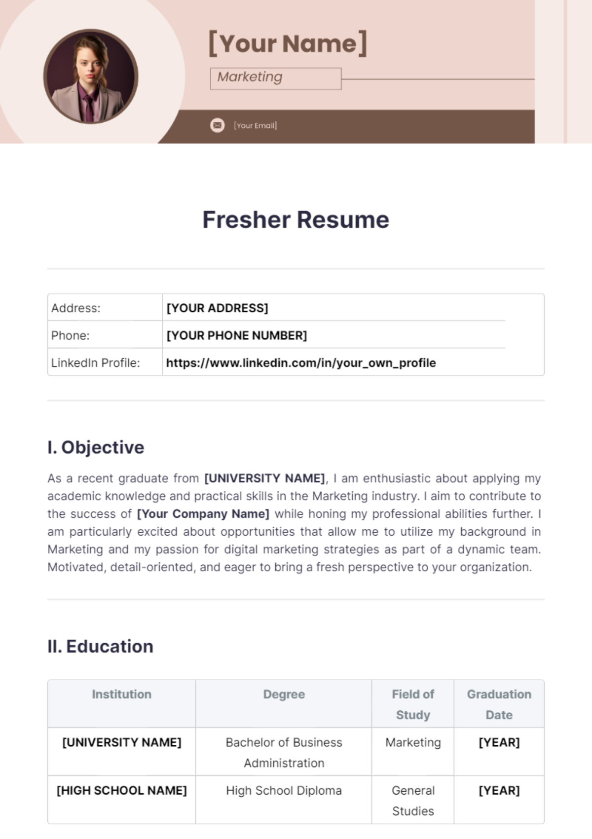 Fresher Resume - Edit Online & Download