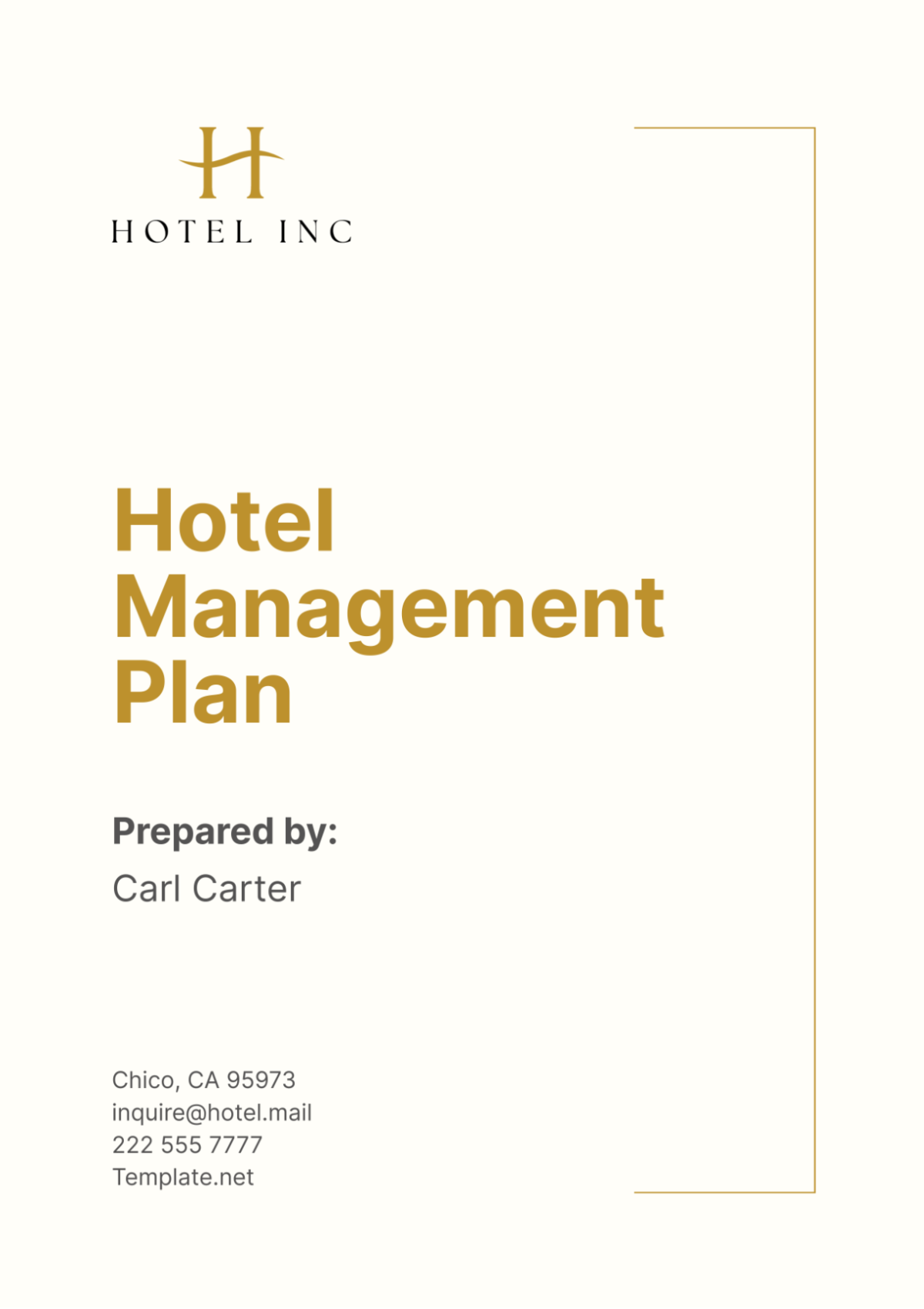 Hotel Management Plan Template - Edit Online & Download