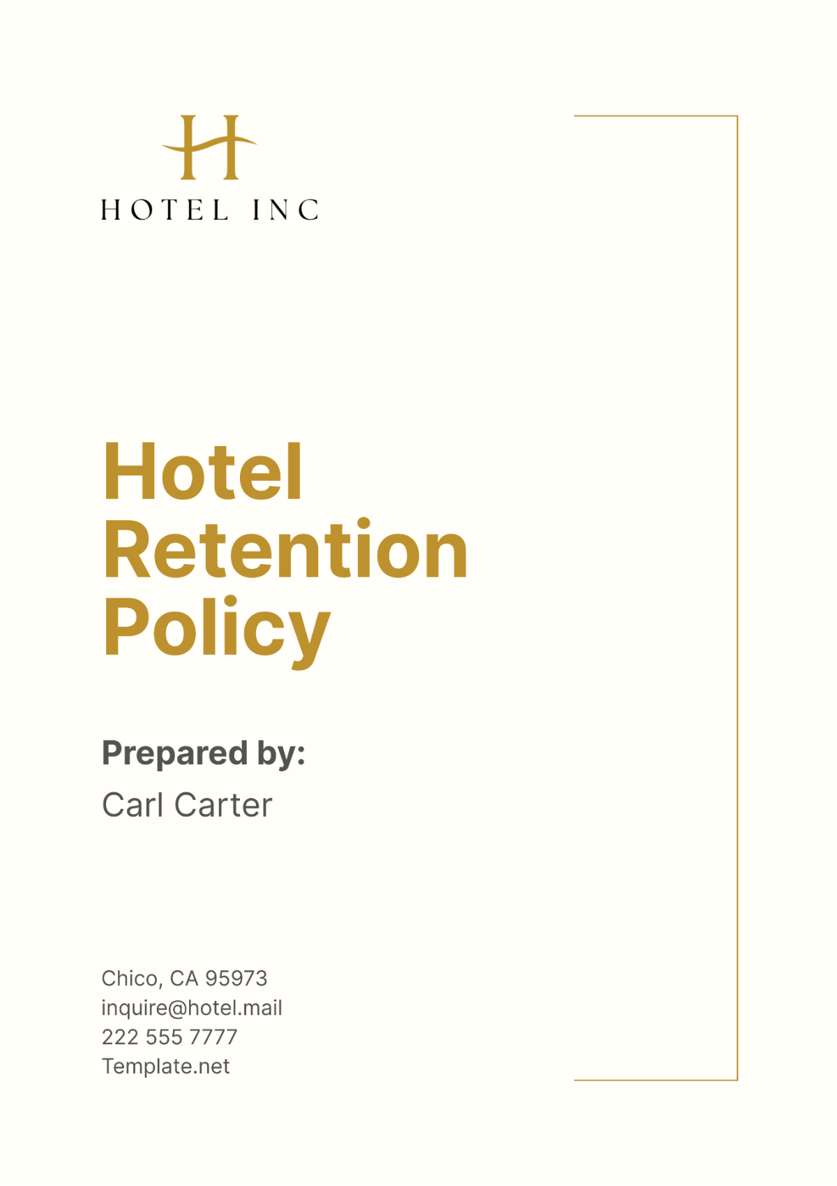 Hotel Retention Policy Template - Edit Online & Download