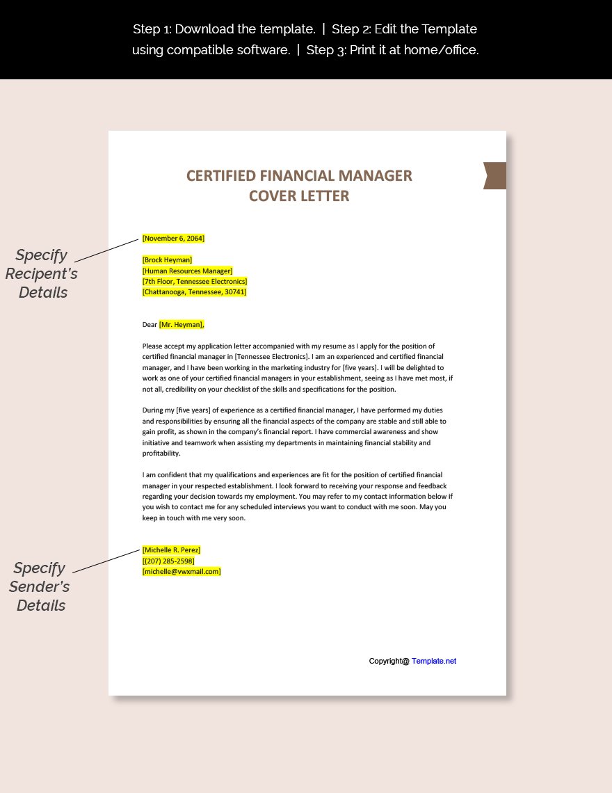 Certified Financial Manager Cover Letter