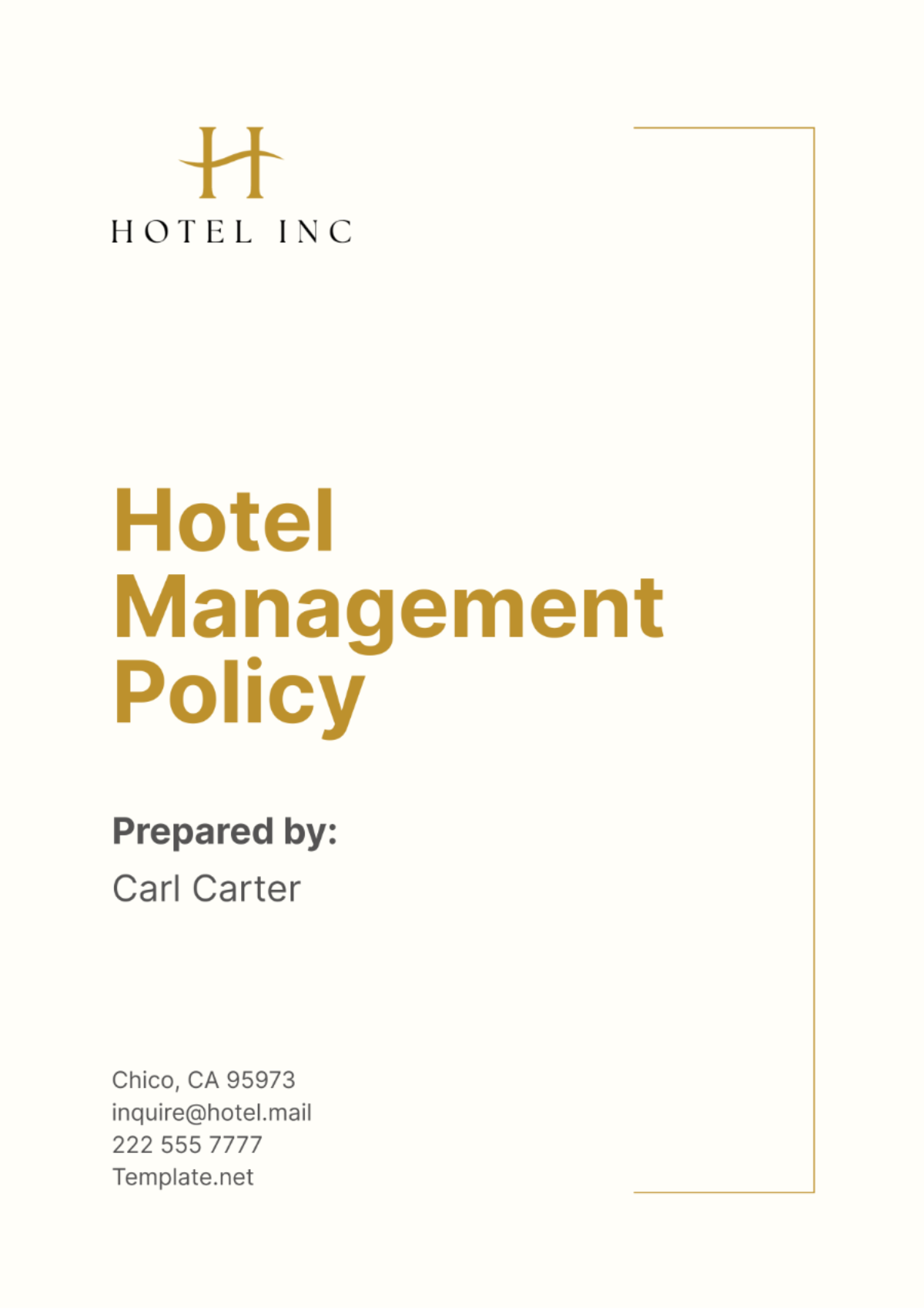 Hotel Management Policy Template - Edit Online & Download